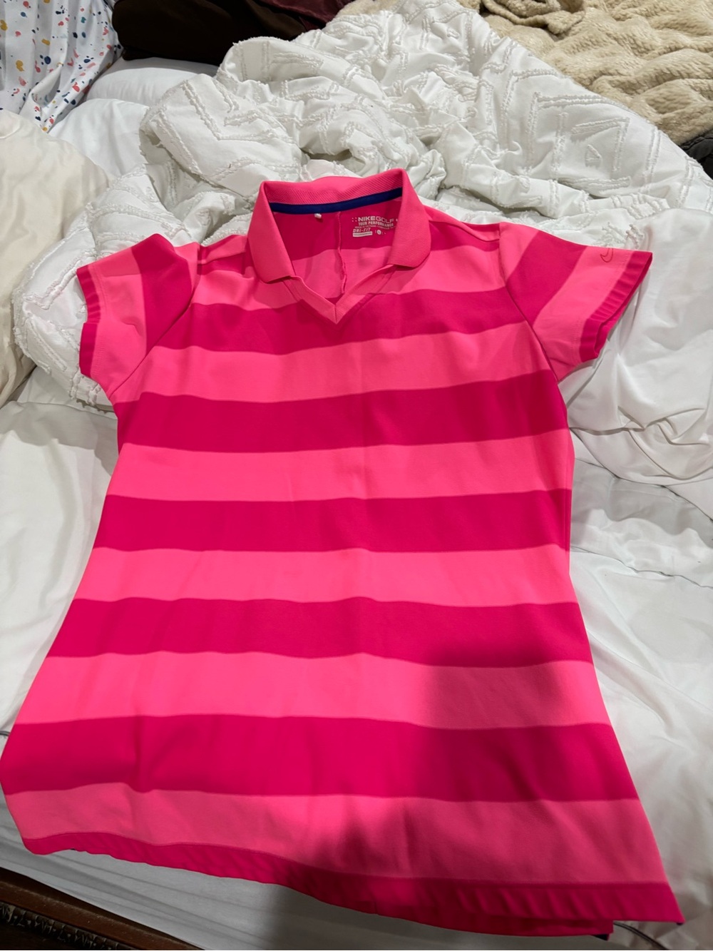 Nike Pink Striped Golf Polo